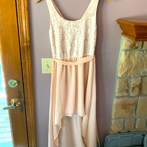Creme and light pink high-low dress